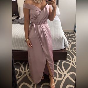 Lilac wrap evening gown